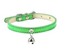 Shiny Adjustable Leather Cat Safety Collar With Bell For Pug Yorkshire Terrier Chihuahua Shiba Inu,I,M