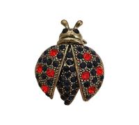 Shiny Alloy Ladybird Lapel Pin Decorated with Sparkling Crystals Handmade Ladybird Lapel Pin with Drop Oil for, Einheitsgröße, As described
