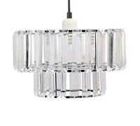 Shiny Beads Pendant Light Shade & Ceiling Lamp Shade Modern Polished Chrome and Acrylic Clear Beads Interwoven Ring Accessories - Double Layer Metal Ceiling LampShade for Bedroom Room Living Room