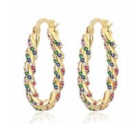 Shiny Big Large Colorful Rhinestone Hoop Earrings For Women Ladies Chunky Wrapped Dangle Huggie Lightweight Twisted Earrings With Cubic Zirconia Hypoallergenic Jewelry Wedding Prom Formal Gift, S