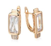 Shiny Big Square Natural Zircon English for Women Jewelry Rose Gold Color Daily Earrings Wall light