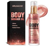 Shiny Body Oil (4.1 Ounces Liquid), Body Gloss, Lasting Moisturizing, Body Oil for a Radiant Shine, Shining Oil, Body & Face Makeup, Rose Gold