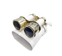Shiny Brass Handmade Binocular White Leather Box Marine Artical Premium Version Authentic Functional