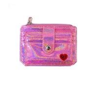 Shiny Card Cases Minimalist Front Pocket Wallet for Women Glitter Vegan Leather Small Card Holder Coin Purse (Pink,L12xW9.2cmL4.72”xW3.62”)