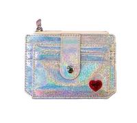 Shiny Card Cases Minimalist Front Pocket Wallet for Women Glitter Vegan Leather Small Card Holder Coin Purse (L12xW9.2cmL4.72”xW3.62”,Silver)