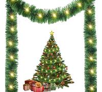 Shiny Christmas Tinsel Garland, 49.21ft Green Ornament LED Twist Light Strips For Birthday & Wedding