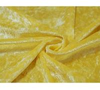 Shiny Crushed Velvet Fabric Premium Quality Velour Stretch Fancy Prom Dress Material Soft Furnishing 59" Extra Wide (Sold by The Metre) (Yellow)
