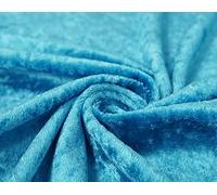 Shiny Crushed Velvet Fabric Premium Quality Velour Stretch Fancy Prom Dress Material Soft Furnishing 59" Extra Wide (Sold by The Metre) (Turquoise)