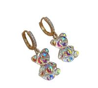 Shiny Crystal Bear Earrings for Women Cute Zircon Pendant Dangle Earring Clear Rhinestone Hoop Earring Jewelry Accessories Gifts
