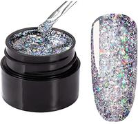 Shiny Diamond Gel for Nail Art, Long-Lasting Nail Gel Polish Bright, Rhinestone Glue Gel Adhesive Resin Nail Design Gem Jewelry Diamond Polish Clear Decoration, for Nail Art Design LED UV Lamp