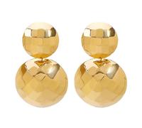 Shiny Disc Ball Dangle Earrings for Women Hypoallergenic Gold Plated Geometric Long Round Circle Half Balls Statement Charms Drop Dangling Earring Lightweight Party Jewelry, M, Metal, No Gemstone