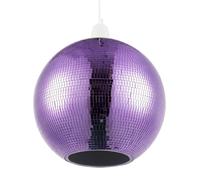 Shiny Disco Mosaic Ball Pendant Shade in Vibrant Purple Mirrored Tiled | Unique Vintage Retro Style | 25cm Diameter | Handmade Piece by Happy Homewares