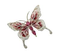 Shiny Enamel Plated Butterfly Art Brooch and Stone Details Fashion Jewelry for Daily Wearing Unique Butterfly Jewelry Pin, one size, as described