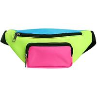 Shiny Fashion Fanny Pack for Kids Two Pockets Hands Free Lightweight Small Waist Pack for Holiday Festival Party Trips Glitter Pink, Blue, pink, neon green, S, Cute Girls