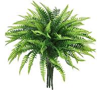 Shiny Flower 6 PCS Artificial Shrubs Fake Boston Fern Plants Natural Fern Bushes Greenery Bunches Vivid Realistic Arrangements Decoration for Veranda Office Garden House Indoor Outdoor
