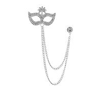 Shiny Flower Pin Brooch for Men Vintage Style Breastpin Hanging Chain Brooch Silvery