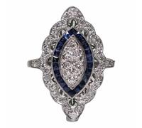 Shiny Full Ring Sapphire Ring Tear Drop Cut Cubic Zirconia Promise Rings Blue Gemstone Rings Engagement Wedding Ring For Women Crustal Rings (Blue, 9)