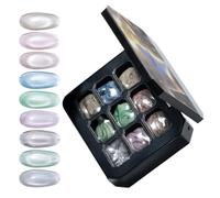 Shiny Gel Polishes Palettes, 9-Color 3D Nails Polish, Compact Case with Magnetic Feature, Sturdy Acrylic Manicure Set, Stylish Palette, Beauty Accessory for Women Home Salon Use and Wedding