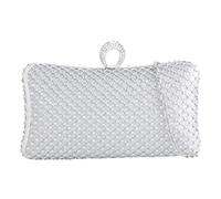 Shiny Glitter Ring Style Diamante Hard Case Bridal Prom Wedding Evening Clutch Party Purse Hand Bag (Silver)