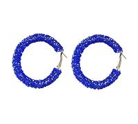 Shiny Glitter Sequins Hoop Earrings Wrapped Gold Plated Circle Statement Dangle Drop Earrings For Women Girls Jewelry Ear to Nose Chain (Blue, One Size)