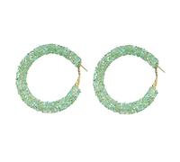 Shiny Glitter Sequins Hoop Earrings Wrapped Gold Plated Circle Statement Dangle Drop Earrings For Women Girls Jewelry Ear to Nose Chain (Green, One Size)