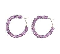 Shiny Glitter Sequins Hoop Earrings Wrapped Gold Plated Circle Statement Dangle Drop Earrings For Women Girls Jewelry Ear to Nose Chain (Pink, One Size)