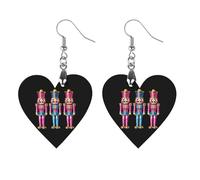Shiny Glittery Nutcracker Women Dangle Earrings Elegant Wooden Pendant Earring for Daily Wear Star