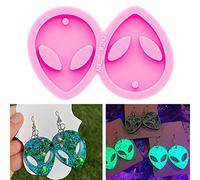 Shiny Glossy Alien-Shape Resin Jewelry Molds Silicone Molds for Epoxy Resin Earring Making Supplies Resin Keychain Mold Clay Molds Handmade Jewellrey Silicone Mould Epoxy Resin Craft Tools Small Size
