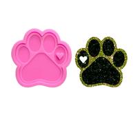 Shiny Glossy Bear paw and love Heart Shape Silicone Molds for DIY Craft Keychain Polymer Clay Mold Necklace Epoxy Pendant Jewellery Resin Crafting Making Backpack Cake Decoration Fondant Mould