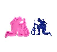 Shiny Glossy Fallen Soldier and Gun Shape Silicone Molds for DIY Craft Keychain Polymer Clay Mold Epoxy Pendant Resin Crafting Making Cake Decoration Fondant Mould