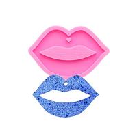 Shiny Glossy Fashion Kiss Lip Mouth Shape Keychain Silicone Mold with Hole for DIY Fondant Mold Candy Necklace Epoxy Jewellery Silicone Mold Resin Crafting Molds for Pendant Luggage Tag