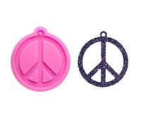 Shiny Glossy Peace Sign Shape Silicone Molds for DIY Craft Keychain Polymer Clay Mold Necklace Epoxy Pendant Jewellery Resin Crafting Making Backpack Cake Decoration Fondant Mould