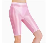 Shiny Glossy Wet-Look Sheer Leggings for Women Made with Polyester and Polyamide Blend for Performance and Comfort (L Pink)