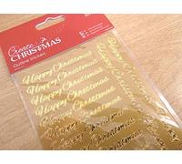 Shiny Gold Happy Christmas Labels Stickers, Sticky Labels for Festive Craft, Cards and Decoration