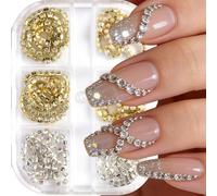 Shiny Gold Silver Diamond Nail Chains Nail Art Charms for Acrylic Nails Bling Design Line Shape Nail Rhinestones and Gems DIY Manicure French Tip Decoration Accessories for Women