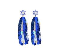 Shiny Hanukkah Sequined Beaded Earrings White Blue Tassel Star of David Dangle Earrings Christmas Jewish Hanukkah Jewelry Gifts, Zinc, No Gemstone