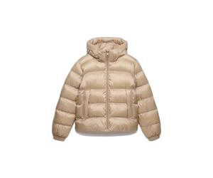 Shiny hooded puffer jacket for women Superdry Beige S