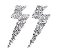 Shiny Lightning Bolt Dangle Statement Earrings Cubic Zirconia Colorful Rhinestone Geometrical Exaggerated Drop Dangling Earring Fashion Wedding Party Jewelry Gifts for Women Girls Bride, Metal, Cubic