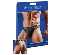 Shiny Men's Thong with Sheer Insert (Black) - L