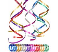 Shiny Metallic Crimped Curling Ribbon Set - 16 Rolls 5mm Multicolour PVC Solid Ribbon, 160m Total, Festive Decor for Multiple Occasions