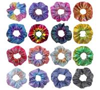 Shiny Metallic Scrunchies for Girls, 16Pieces Hair scrunchies for Women Elastics Ponytail Holder Hair bands Teenage Girls Hair Accessories Gift (Colour 11,16)