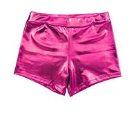 Shiny Metallic Shorts for Women, Sexy Women's Culotte for Costumes, Dance Club and Parties, fuchsia, M