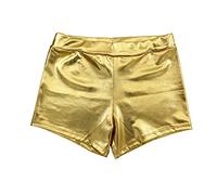 Shiny Metallic Shorts for Women, Sexy Women's Culotte for Costumes, Dance Club and Parties, Golden, S