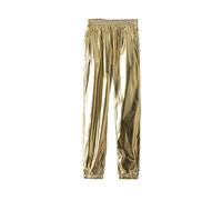 Shiny Metallic Trousers Men's Jogging Bottoms 80s 90s Patent Leather Wetlook Hip Hop Pants Holographic Rave Trousers Jogging Bottoms Stage Performance Party Trousers Night Club Disco Clubwear, O Gold