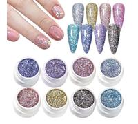 Shiny Nail Gel Set with Brilliant Effect | 8 Pieces Shiny Salon Manicure Accessories, Shiny Glitter | for Women, Moms, Wives, Daughters, Moms and