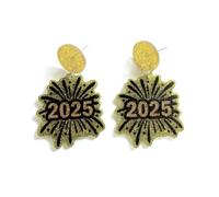 Shiny New Year Earrings Champagne Fireworks Star Gnomes Happy New Year Earrings Glittery Holiday Earrings Celebration Festive Party Jewelry Gifts, M, Zinc, No Gemstone
