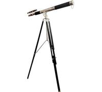 Shiny Nickel Chrome Finish Telescope 65'' Nautical Leather Gifts Sail Boat with Black Wooden Standing Tripod Telescope