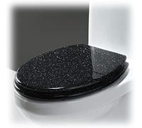 Shiny Oval Toilet Seat with Soft-Close Mechanism and Quick-Release Design(Black-Glitter)