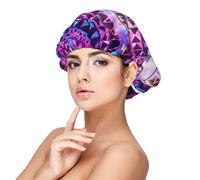 Shiny Pattern Adult's Satin Sleeping Cap - Women's Elastic Sleep Bonnet, Adjustable Overnight Hair Cover for Hairstyles Black, Black, One Size, Black, One Size