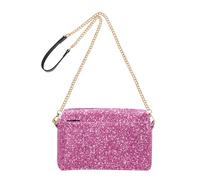 Shiny Pink Glitter Sparkling Women's Crossbody Handbags Cell Phone Purse Chain Strap PU Leather Shoulder Bag